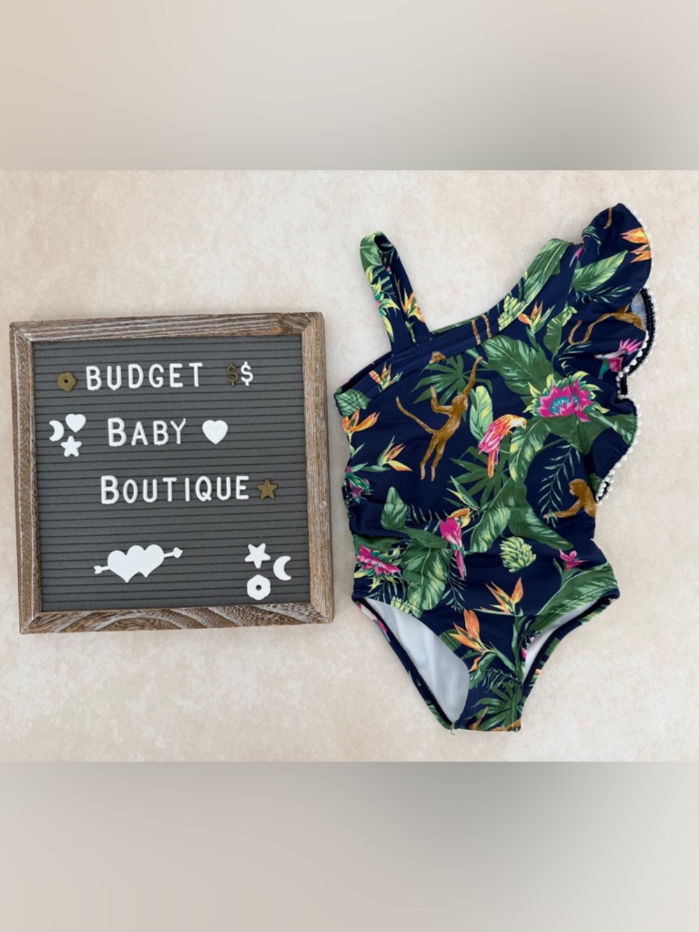 Janie and Jack Navy Tropical One-Piece Swimsuit